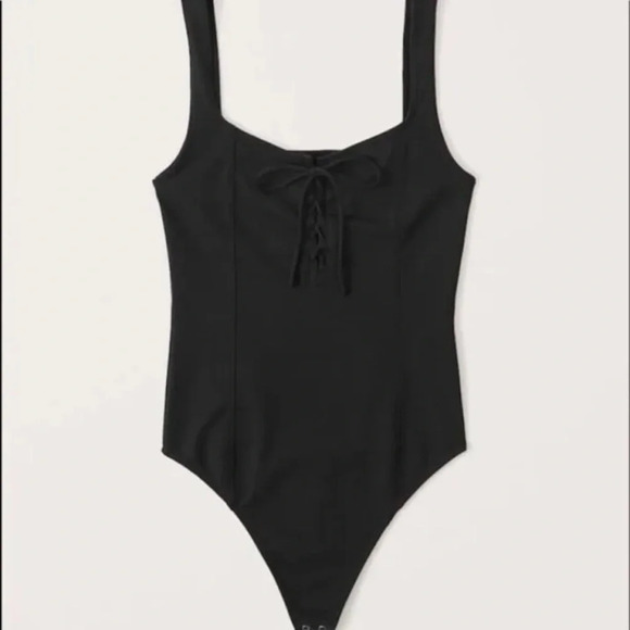 Abercrombie & Fitch Soft A&F Collection Lace Up Corset Tank Top Black Bodysuit - Picture 1 of 5